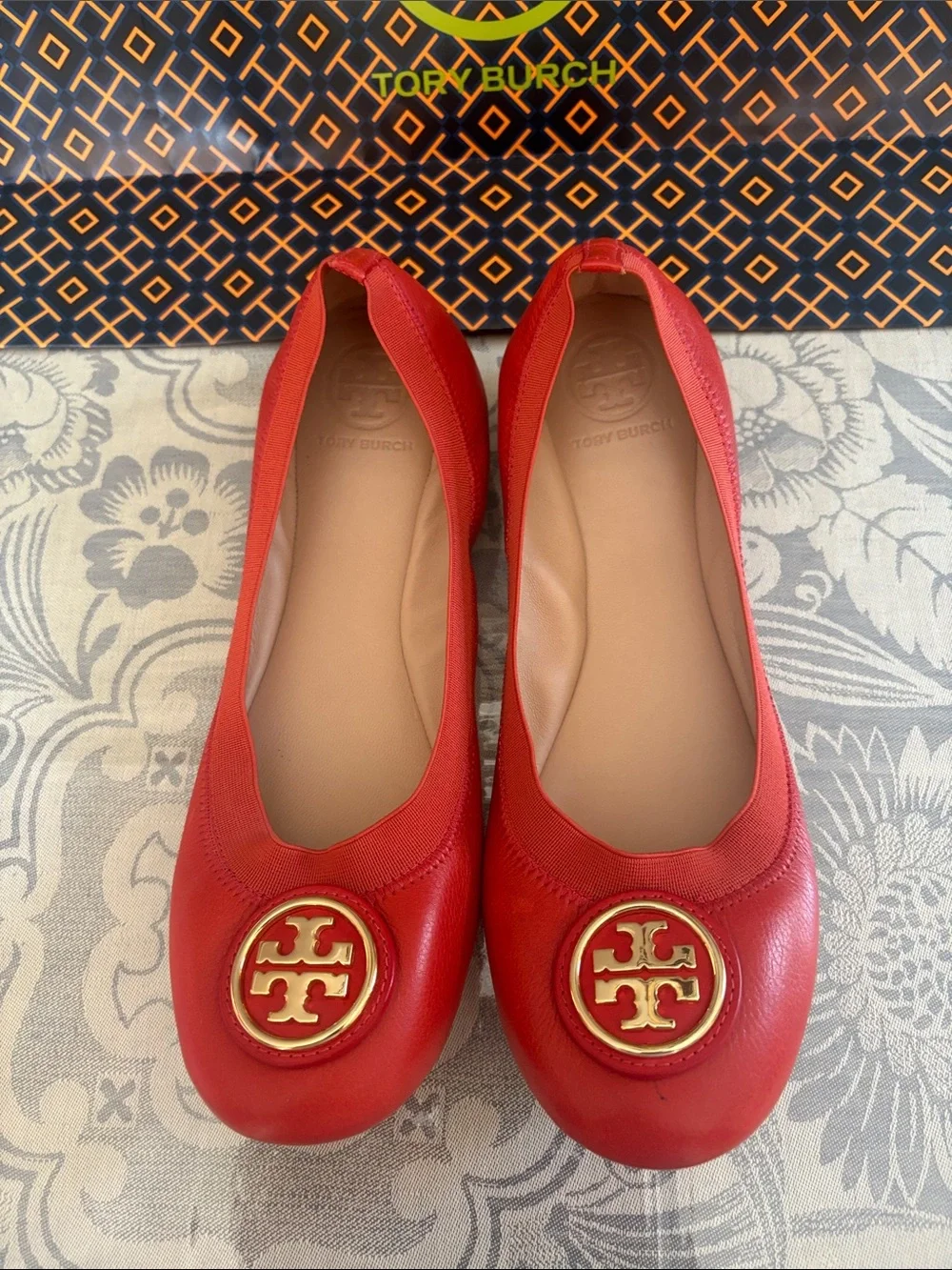 Tory Burch Sedgwick Orange Reva Flats
